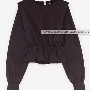 Black Shoulder Pad Peplum Blouse